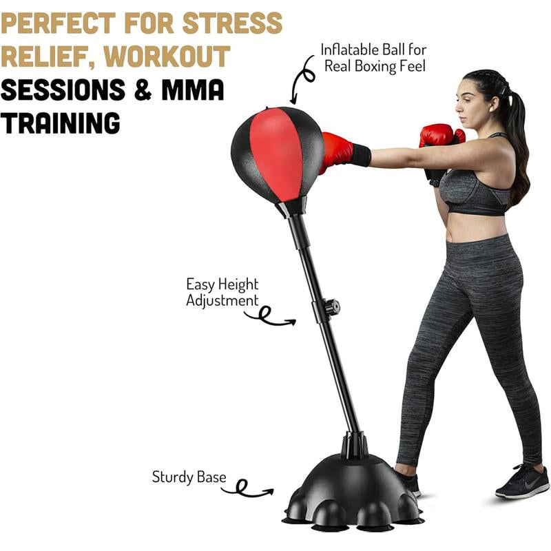 Punching Bag with Stand, Boxing Bag for Teens & Adults - Height Adjustable - Speed Bag for Training, Boxing Equipment, Stress Relief & Fitness