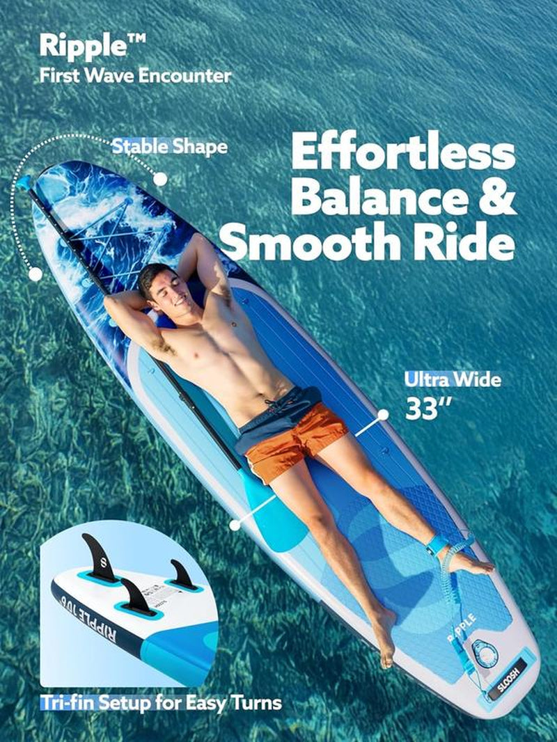 SLOOSH Ripple 10'6" Inflatable Stand up Paddle Board with Premium Accessories Non-Slip EVA Deck Ultra-Light Carry Bag Pump for Adults & Kids Tiktokshopsummerturnup - Outdoor