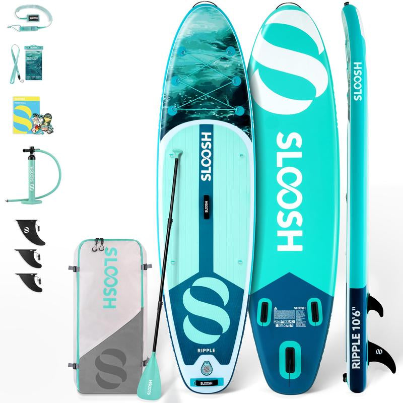 SLOOSH Ripple 10'6" Inflatable Stand up Paddle Board with Premium Accessories Non-Slip EVA Deck Ultra-Light Carry Bag Pump for Adults & Kids Tiktokshopsummerturnup - Outdoor