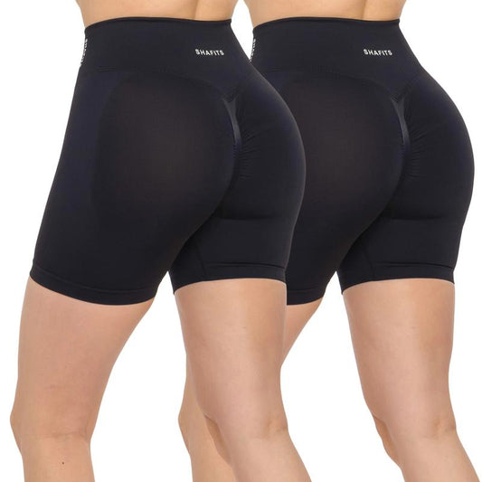 SHAFITS Women'S Summer High-Waisted 2-Piece Plain Workout Shorts – Stretch Fit, Butt-Lifting Design for High-Intensity Gym & Outdoor Sports