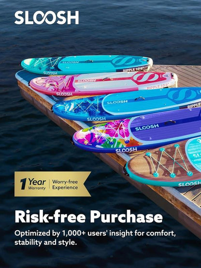 SLOOSH Ripple 10'6" Inflatable Stand up Paddle Board with Premium Accessories Non-Slip EVA Deck Ultra-Light Carry Bag Pump for Adults & Kids Tiktokshopsummerturnup - Outdoor