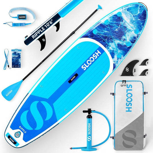 SLOOSH Ripple 10'6" Inflatable Stand up Paddle Board with Premium Accessories Non-Slip EVA Deck Ultra-Light Carry Bag Pump for Adults & Kids Tiktokshopsummerturnup - Outdoor