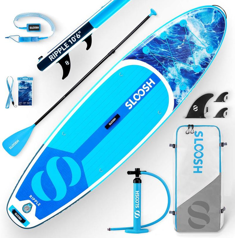 SLOOSH Ripple 10'6" Inflatable Stand up Paddle Board with Premium Accessories Non-Slip EVA Deck Ultra-Light Carry Bag Pump for Adults & Kids Tiktokshopsummerturnup - Outdoor