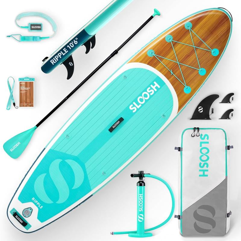 SLOOSH Ripple 10'6" Inflatable Stand up Paddle Board with Premium Accessories Non-Slip EVA Deck Ultra-Light Carry Bag Pump for Adults & Kids Tiktokshopsummerturnup - Outdoor