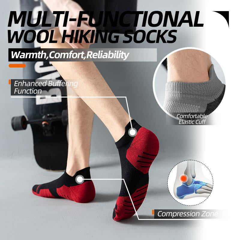 Men'S 5-Pair Professional Sports Socks - Ankle Mesh Breathable Cushioned Performance Cotton Arch Support Anti-Slip Sweat Absorbing Odor Proof Breathable Shock-Absorbing Wear-Resistant Running Socks All Season Universal - Menswear