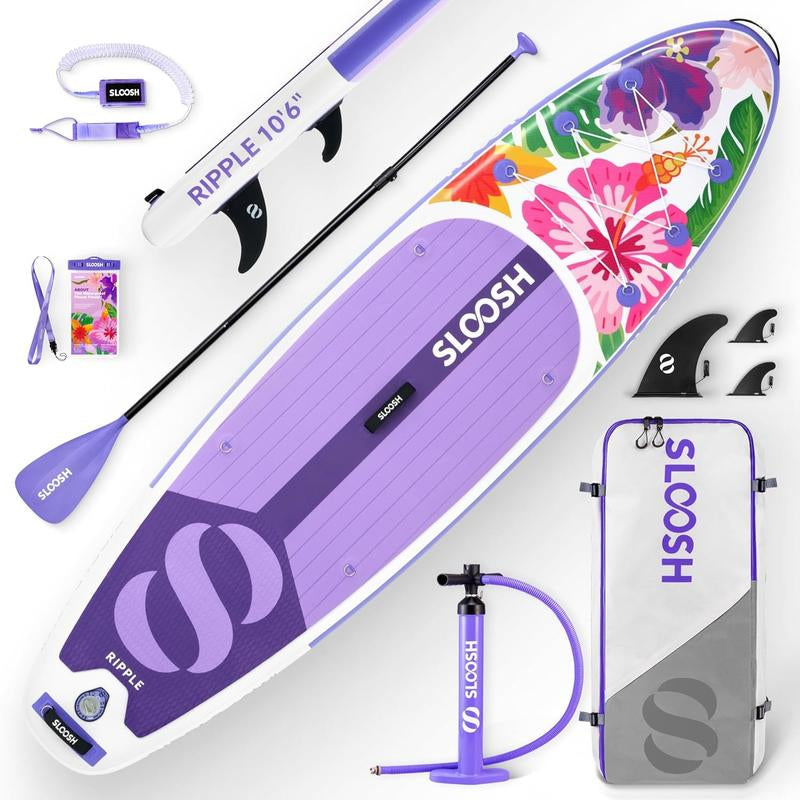 SLOOSH Ripple 10'6" Inflatable Stand up Paddle Board with Premium Accessories Non-Slip EVA Deck Ultra-Light Carry Bag Pump for Adults & Kids Tiktokshopsummerturnup - Outdoor